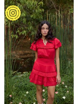 The Clothing Factory - Women Cotton Red A-Line Mini Dress