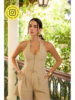 The Clothing Factory - Women Cotton Beige Comfortable Waist Coat