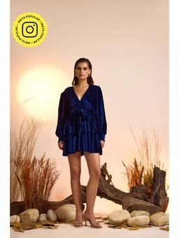 The Clothing Factory - Blue Solid Mini Dress and Belt (Set of 2)