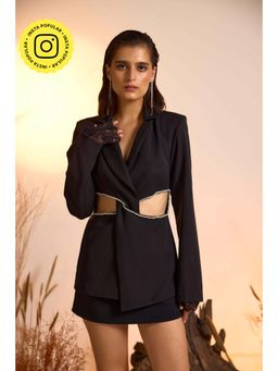 The Clothing Factory - Rhinestone Chain Detailed Cut-Out Blazer
