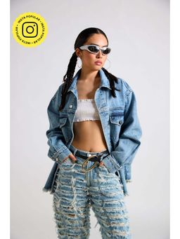 The Clothing Factory - Spongebob Printed Canvas Oversized Denim Jacket