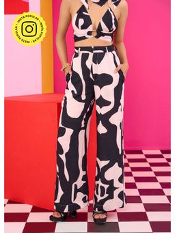 The Clothing Factory - Black Emily In Paris Abstract Print Wide Leg Trousers