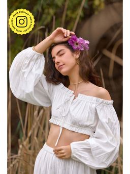 The Clothing Factory - White Off-Shoulder Crop Top