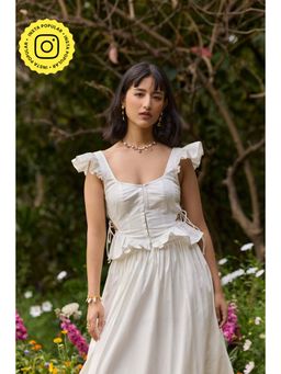 The Clothing Factory - White Chic Ruffle Poplin Top