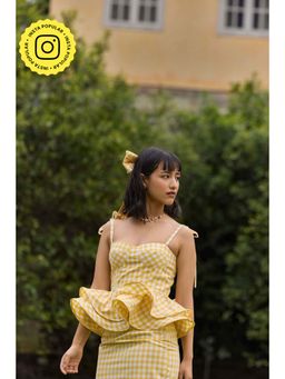 The Clothing Factory - Yellow Gingham Peplum Top