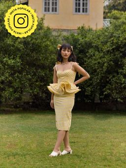 The Clothing Factory - Yellow Gingham Midi Skirt