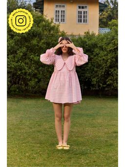 The Clothing Factory - Pink Checked Flared Mini Dress