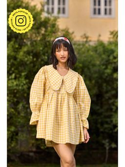 The Clothing Factory - Yellow Checked Flared Mini Dress