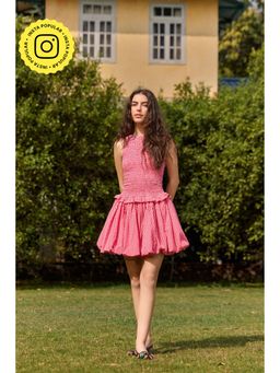 The Clothing Factory - Pink Gingham Bubble Hem Mini Dress