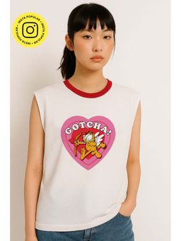 The Clothing Factory - White Garfield Gotcha! Sleeveless T-shirt