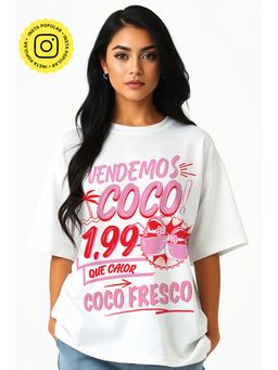 The Clothing Factory - White Coco Fresco Oversized T-shirt