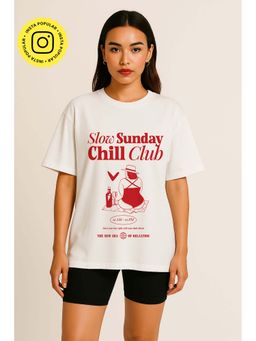 The Clothing Factory - White Slow Sunday Chill Club Oversized T-shirt