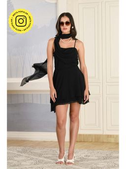 The Clothing Factory - Black One-Shoulder Ruffled Dress