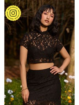 The Clothing Factory - Black Lace Crop Top