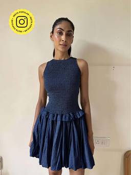 The Clothing Factory - Denim Bubble Hem Mini Dress