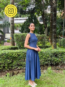 The Clothing Factory - Blue Denim Smocked Bodice Dress