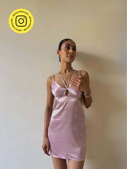 The Clothing Factory - Pink Cutout Satin Mini Dress
