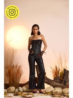 The Clothing Factory - Faux Leather Black Chain-Detail Co-Ord Set