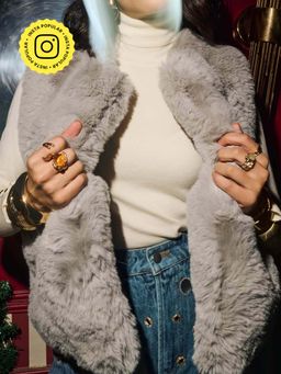 The Clothing Factory - Luxe Light Grey Faux Fur Waistcoat