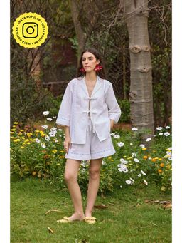 The Clothing Factory - Women White Cotton Flex Embroidered Co-Ord Set