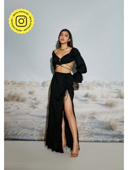 The Clothing Factory - Women Black Cotton Solid Co-Ord Set