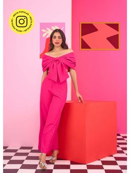 The Clothing Factory - Women Pink Polyester Solid Co-Ord Set