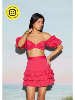The Clothing Factory - Women Pink Cotton Solid Co-Ord Set