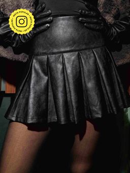 The Clothing Factory - Noir Pleated Leather Skirt