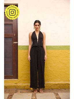 The Clothing Factory - Women Black Rayon Solid Co-Ord Set