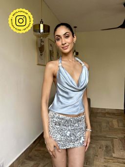 The Clothing Factory - Blue Halter Neck Top