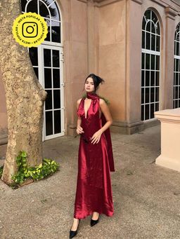 The Clothing Factory - Crimson Allure Deep Red Satin Dress