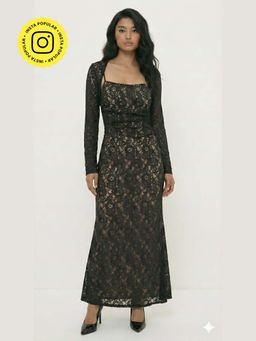 The Clothing Factory - Black Lace Dress With Detachable Cover-Up Shrug