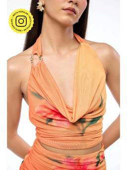The Clothing Factory - Ibiza Sunset Draped Halter Crop Top