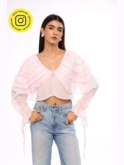 The Clothing Factory - Womens Pink Blush Petal Layered Top