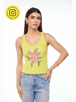 The Clothing Factory - Electric Lily Embroidered Tank