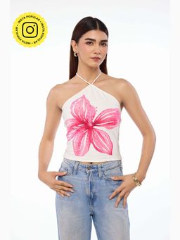 The Clothing Factory - Petal Drift Halter Crop Top