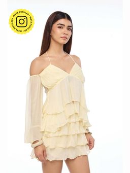 The Clothing Factory - Buttercream Tiered Yellow Skorts