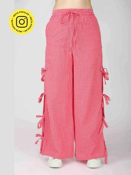 The Clothing Factory - Women's Red Gingham Checked Shirt with Pant
