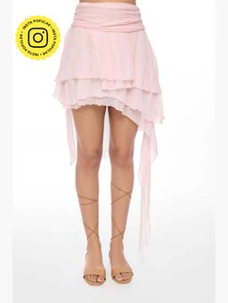 The Clothing Factory - Blush Pink Asymmetrical Ruffle Mini Skirt