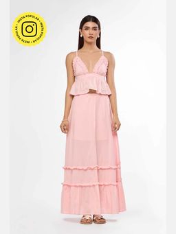 The Clothing Factory - Soft Pink Breeze Ruffle Maxi Skirt