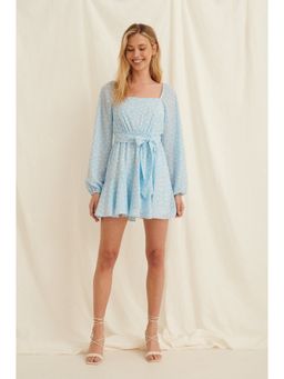 NA-KD - Recycled Overlapped Frill Mini Dress-dusty Blue Floral Print (Set of 2)