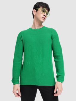 Bewakoof - Men's Green Textured Sweater