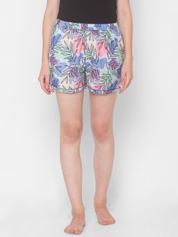 FashionRack - Women Rayon Floral Blue Shorts