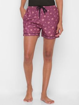 FashionRack - Women Rayon Floral Purple Shorts