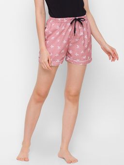 FashionRack - Women Rayon Printed Pink Shorts