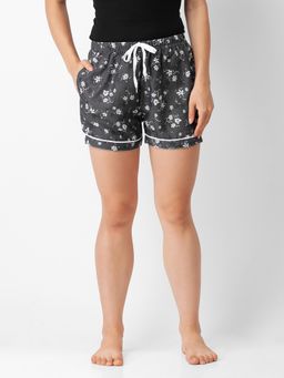 FashionRack - Women Rayon Floral Grey Shorts