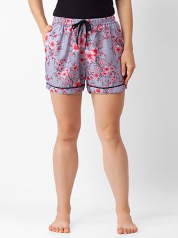 FashionRack - Women Rayon Floral Grey Shorts