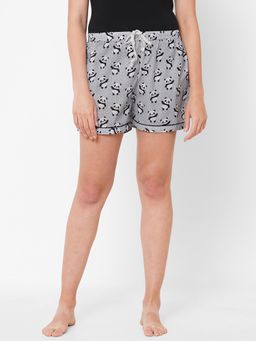 FashionRack - Women Rayon Printed Grey Shorts