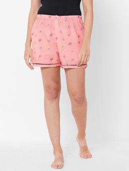 FashionRack - Women Rayon Printed Pink Shorts