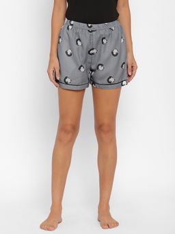 FashionRack - Women Rayon Printed Grey Shorts